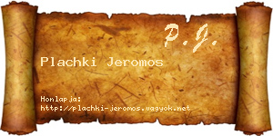 Plachki Jeromos névjegykártya